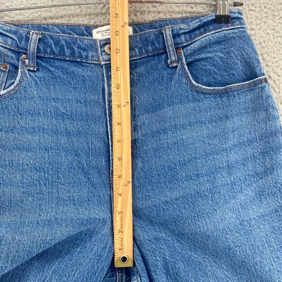 Abercrombie & Fitch Jeans Womens 32 14 Blue 90s Straight Curve Love Frayed Hem - Picture 9 of 12